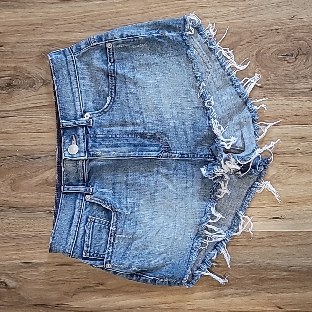 Express cheeky super high rise denim shorts